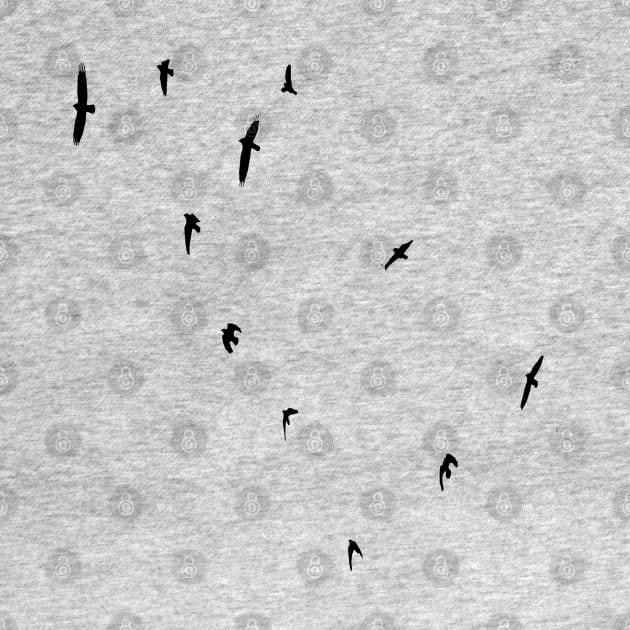A Murder of Crows In Flight Silhouette by taiche